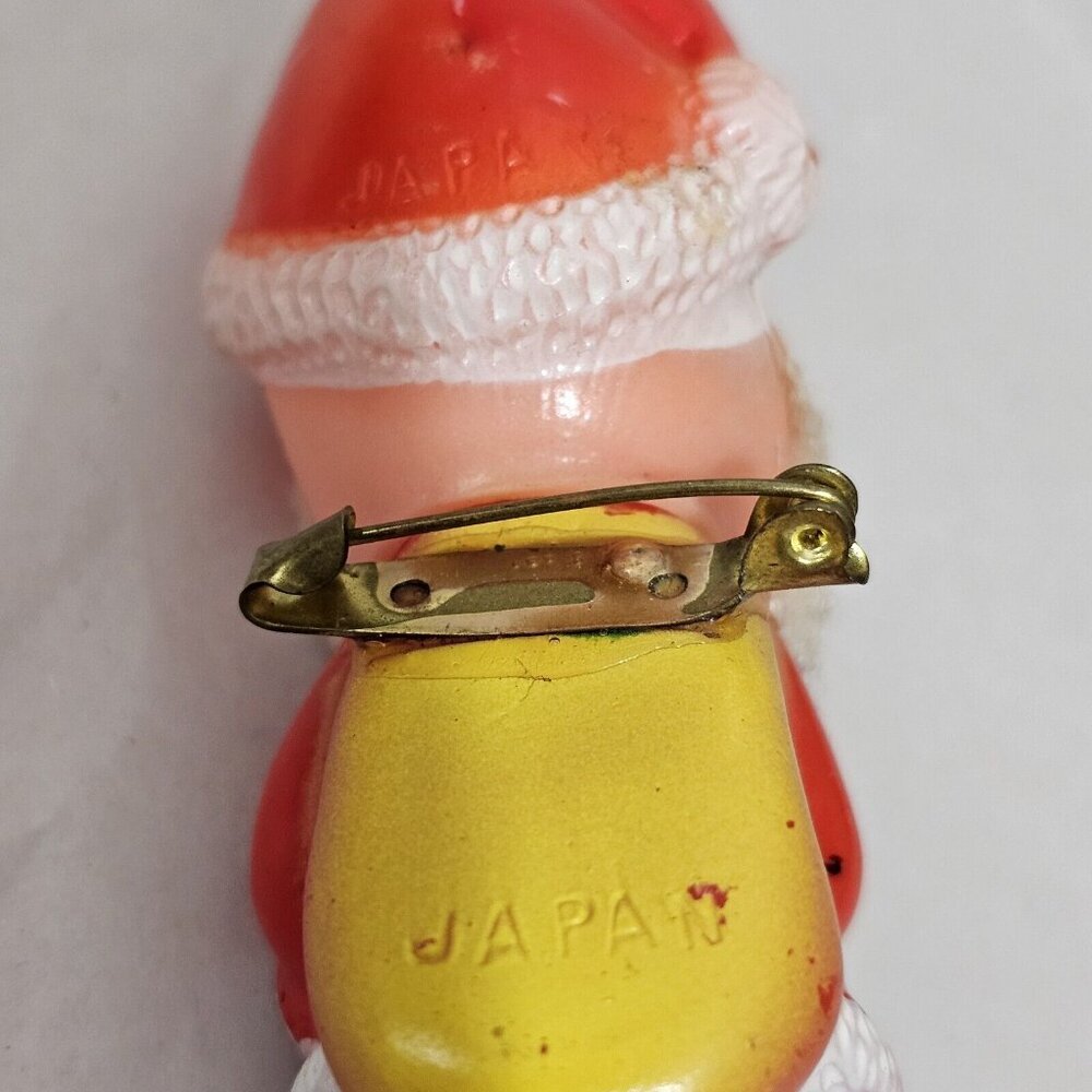 Santa Claus Pin 3" Vintage 1950s Plastic Brooch Christmas Holiday Made In Japan - Picture 5 of 11